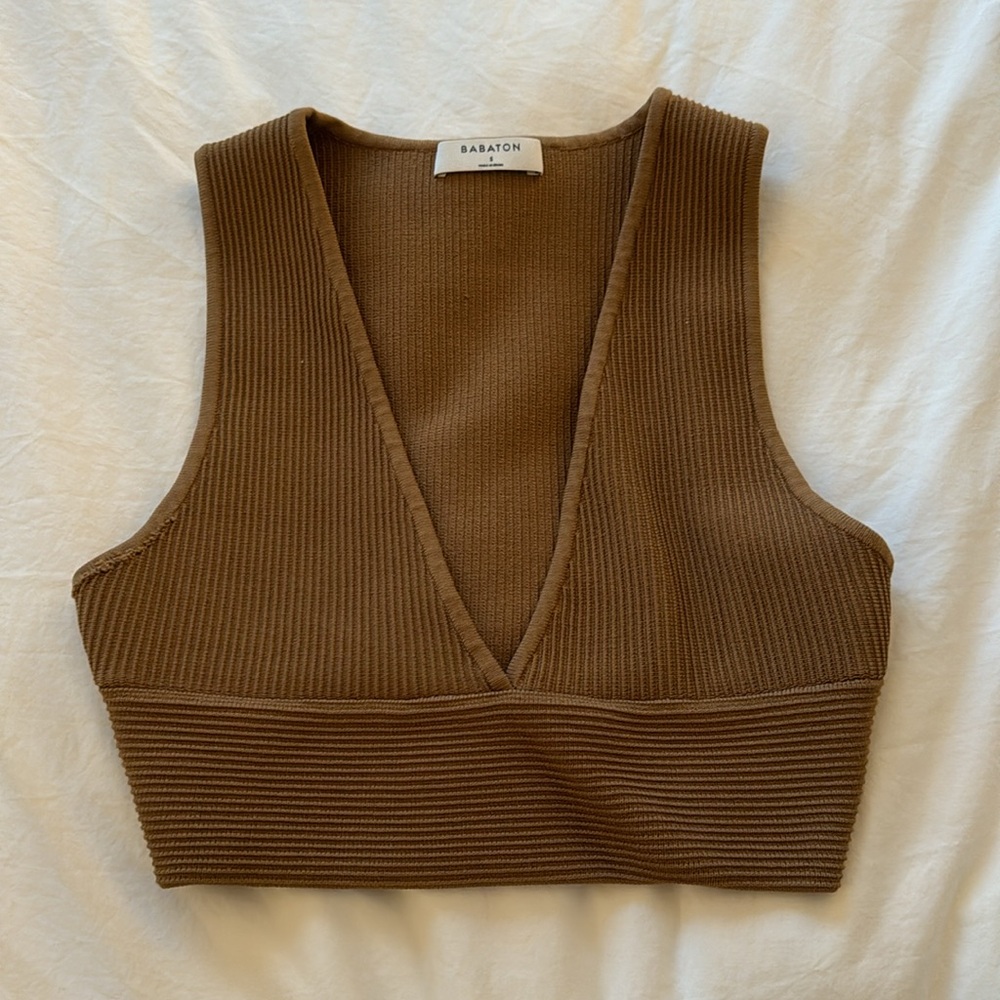 Aritzia Babaton Sculpt Knit Deep V Tank